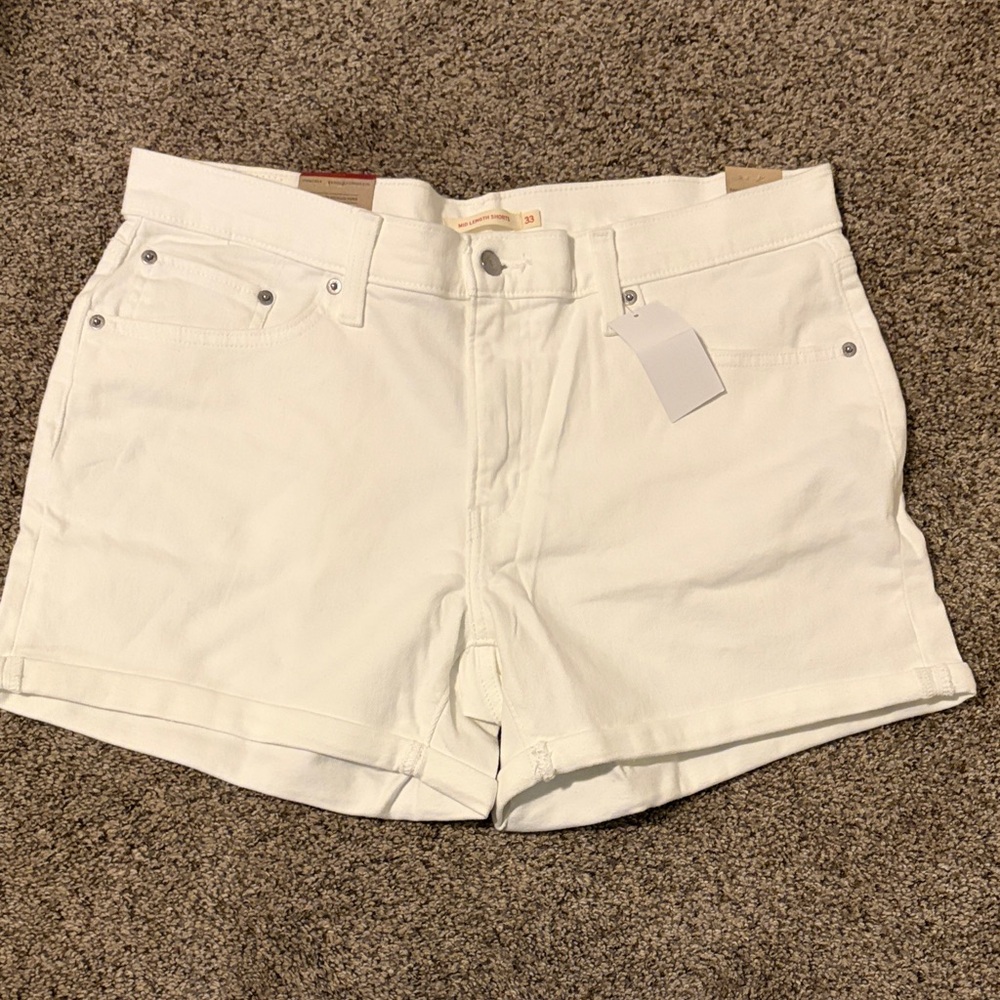 Levi's White High-Rise Denim Shorts